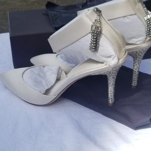 Brian Atwood custom satin bridal shoe 11